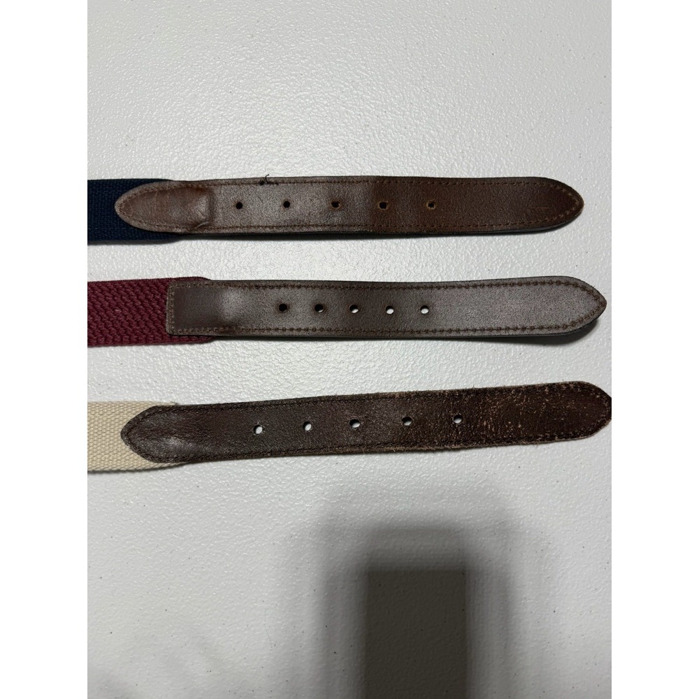 Vineyard Vines Men’s Belts - Navy, Maroon, Pink with Brown Leather Trim - Picture 8 of 9